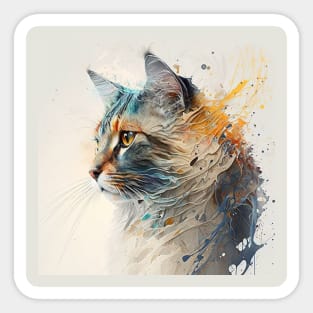 Abstract Cat Paint Sticker